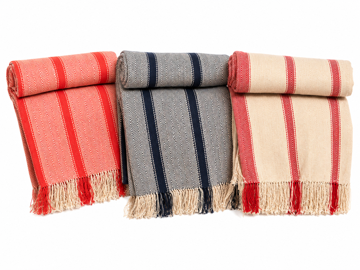 The Loom Throw - Coral Red