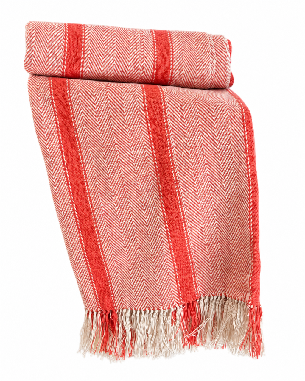 The Loom Throw - Coral Red