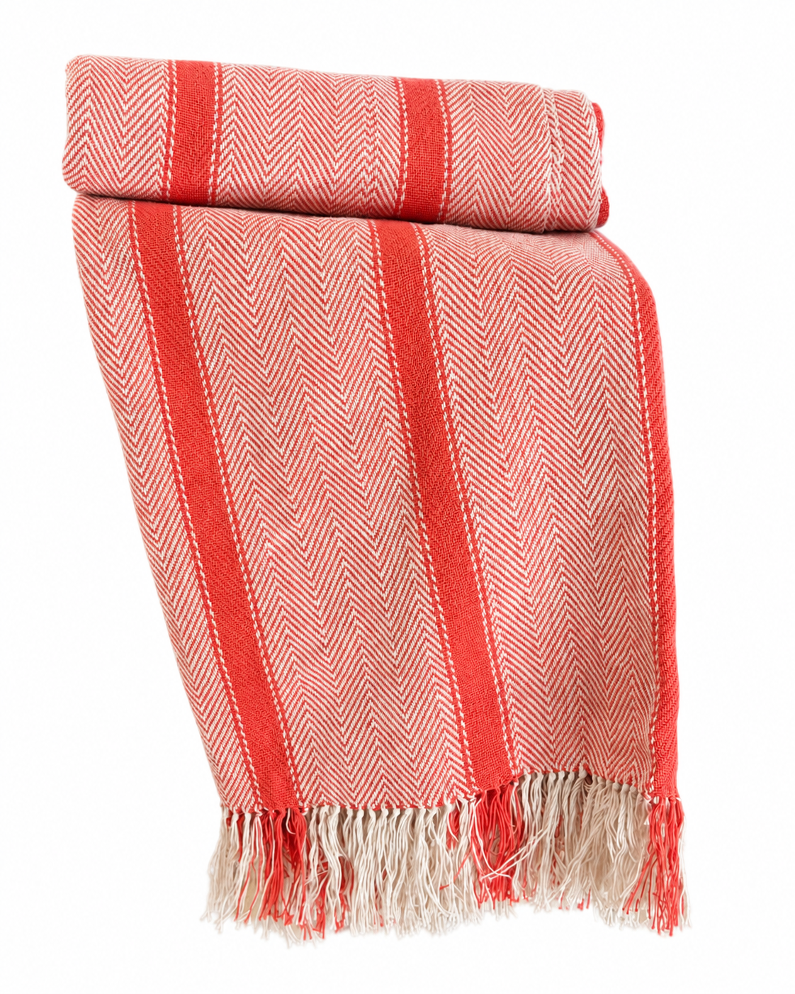 The Loom Throw - Coral Red